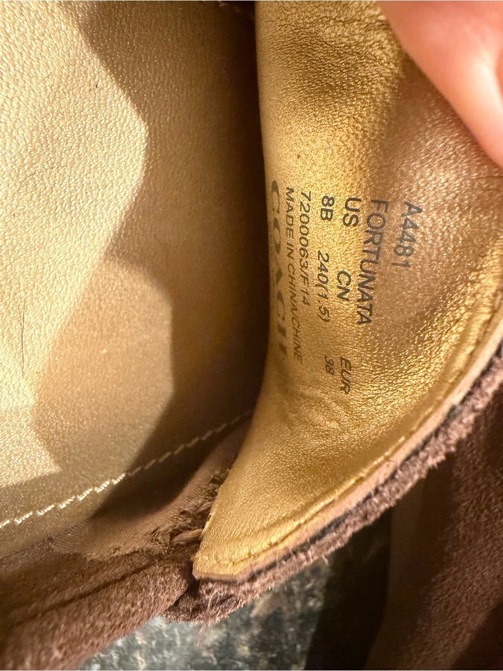 Coach Brown Suede Loafers with Gold Hardware
